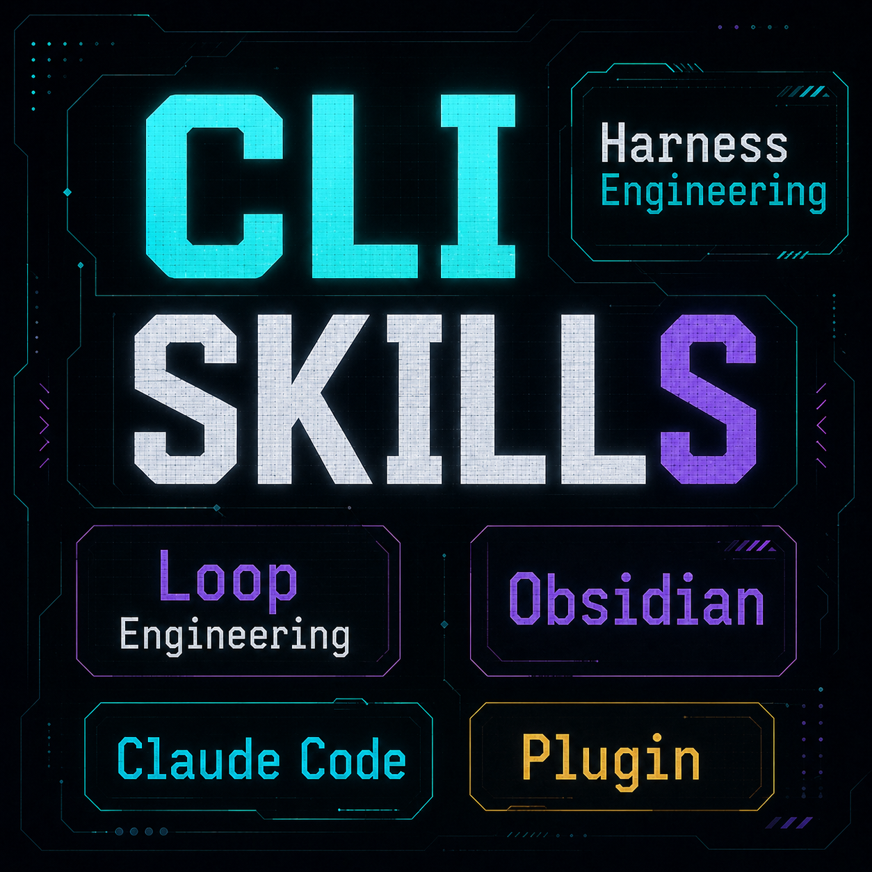 CLI skills including harness engineering, loop engineering, Obsidian, Claude Code, and plugins