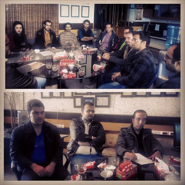 Two photographs of community members taking part in an early software session.